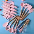 Kit Completo Jogo Utensílios de Cozinha Luxo 19 Peças Com Tábua em Silicone