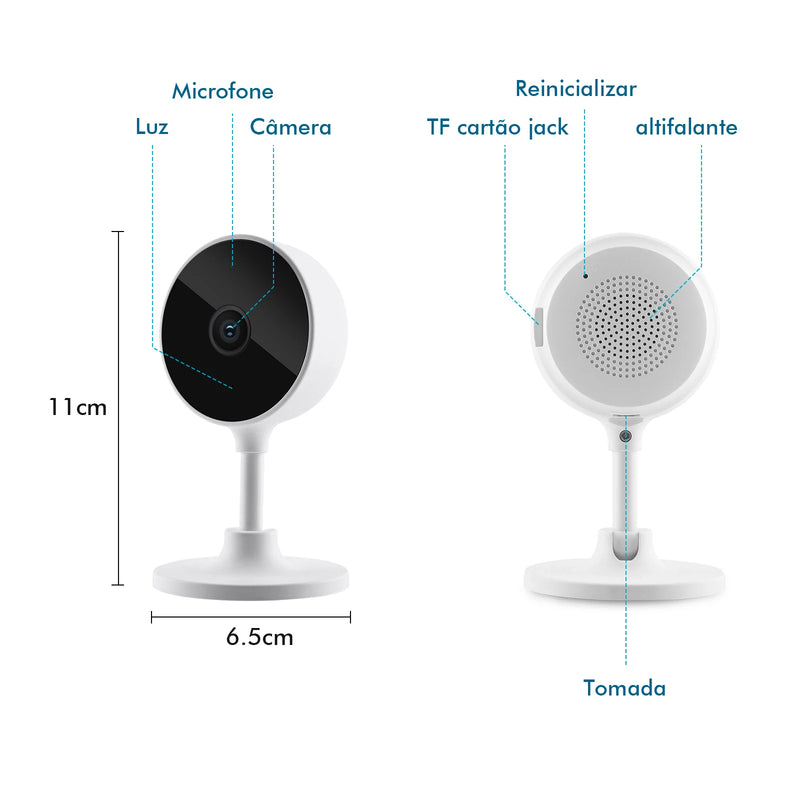 Câmera de segurança WiFi inteligente com visão noturna