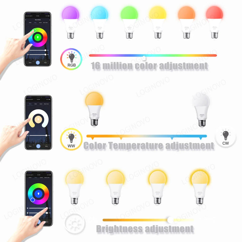 Lâmpada Inteligente Alexa Led Wifi/Bluetooth RGB  110V 220V